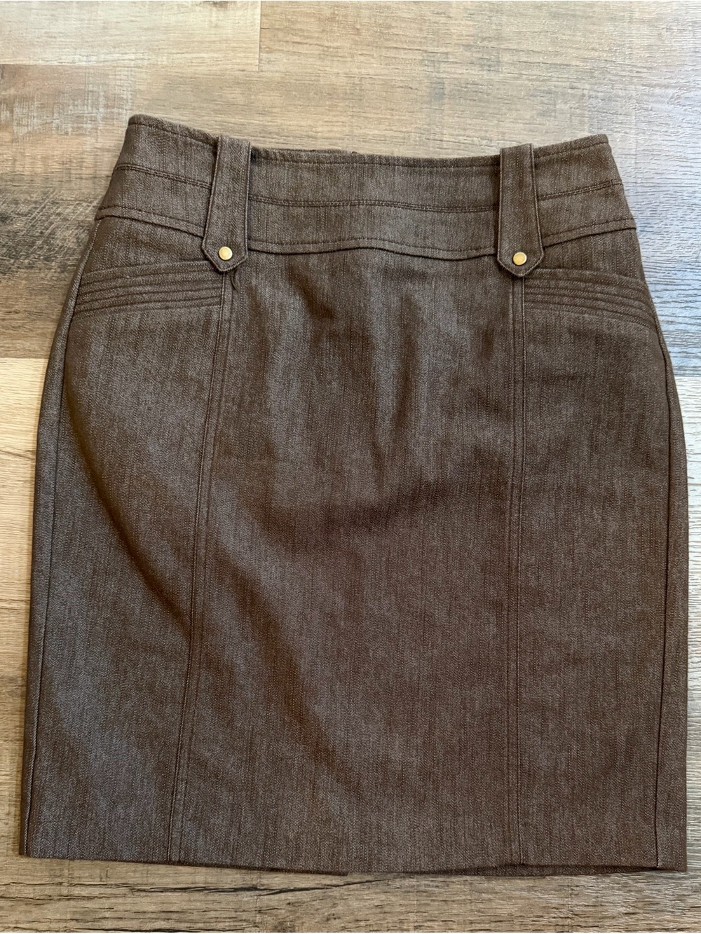 Worthington Brown Pencil Skirt with Belt Loop Detail Size 4 Petite - Picture 11 of 13